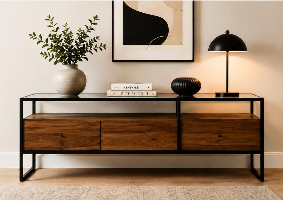 Mueble personalizado de madera y herrería Lumia Mx