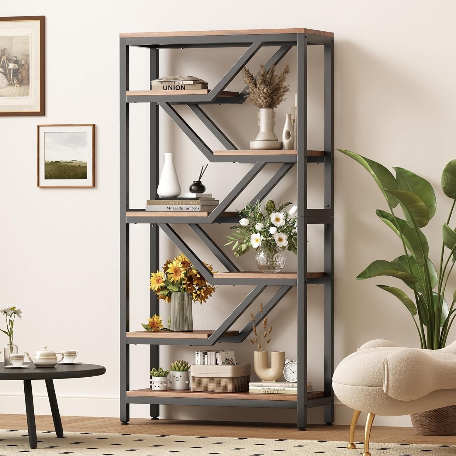 Estantería de herrería y madera